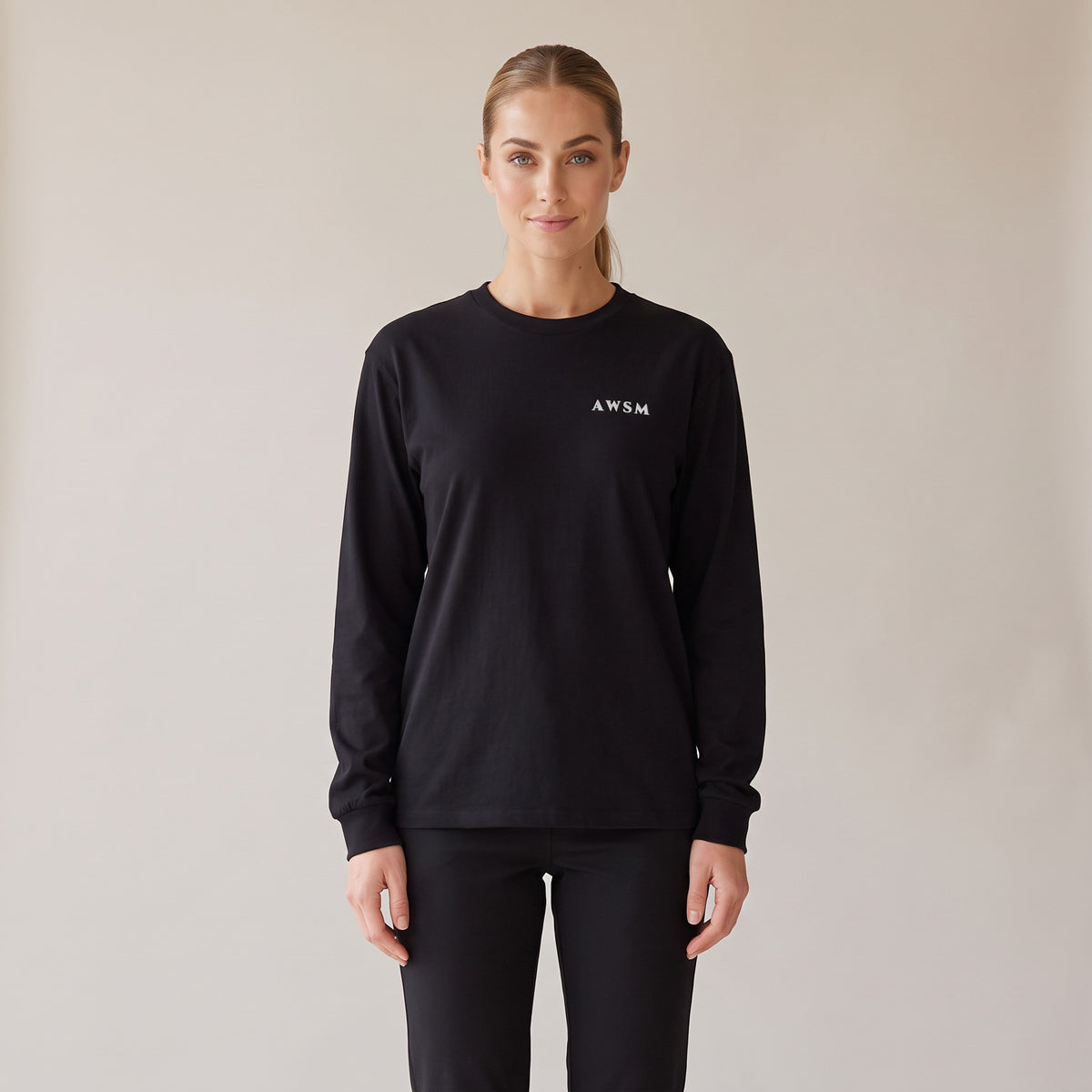 Crépuscule Long Sleeve Tee — AWSM Maison in Onyx Black, shown on the AWSM house model