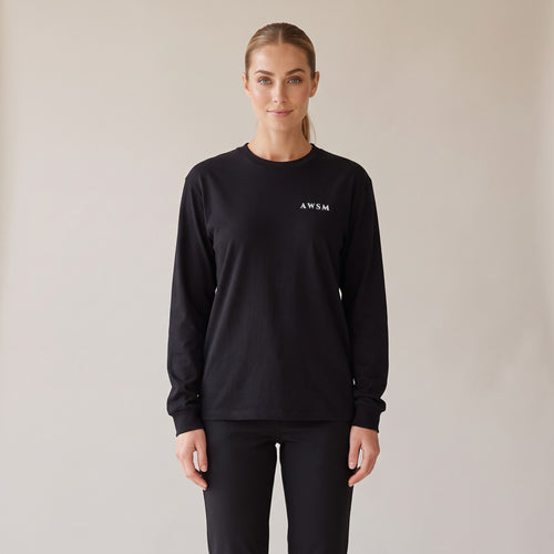 Crépuscule Long Sleeve Tee — AWSM Maison in Onyx Black, shown on the AWSM house model