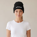 Hiver Cuffed Beanie — AWSM Maison in Onyx Black, shown on the AWSM house model
