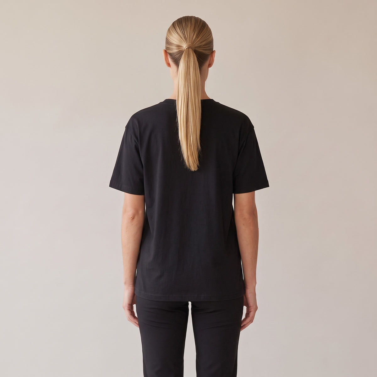 Nocturne Heavyweight Tee — AWSM Maison in Onyx Black, back view on the AWSM house model