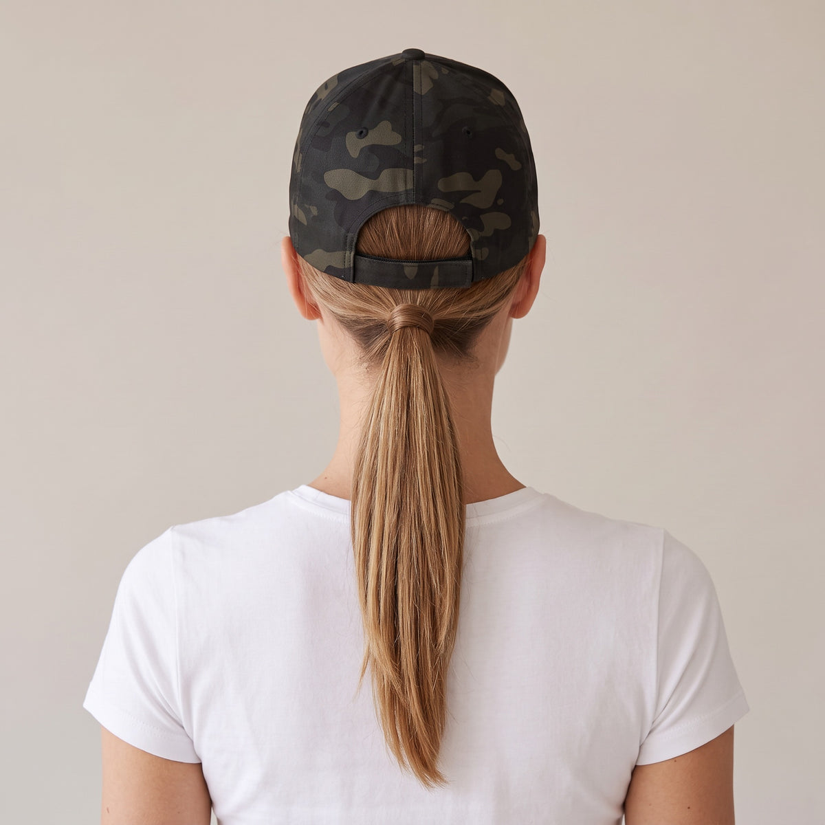 Recon Structured Cap — AWSM Field in Multicam Black, back view on the AWSM house model