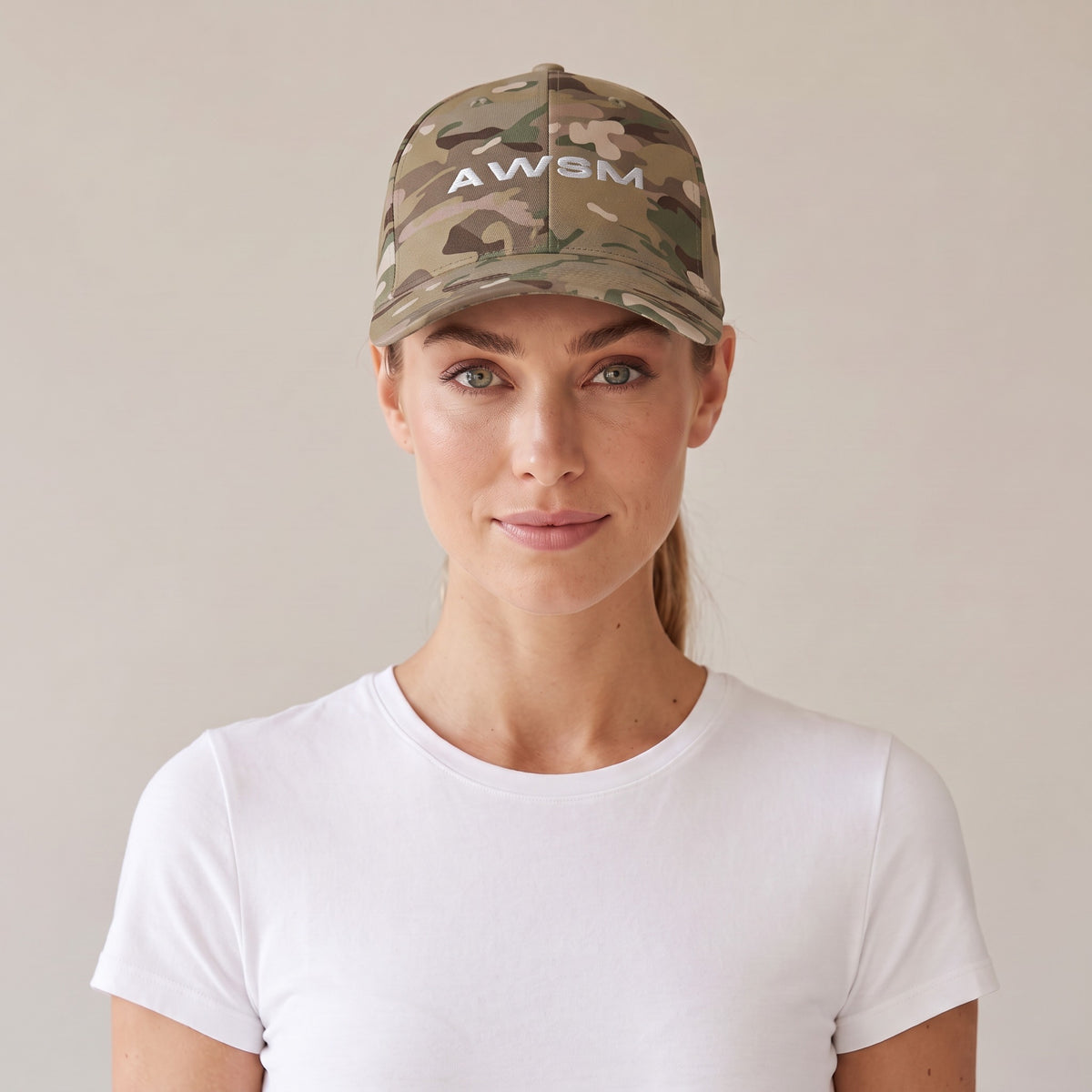 Recon Structured Cap — AWSM Field in Multicam Green, front view on the AWSM house model