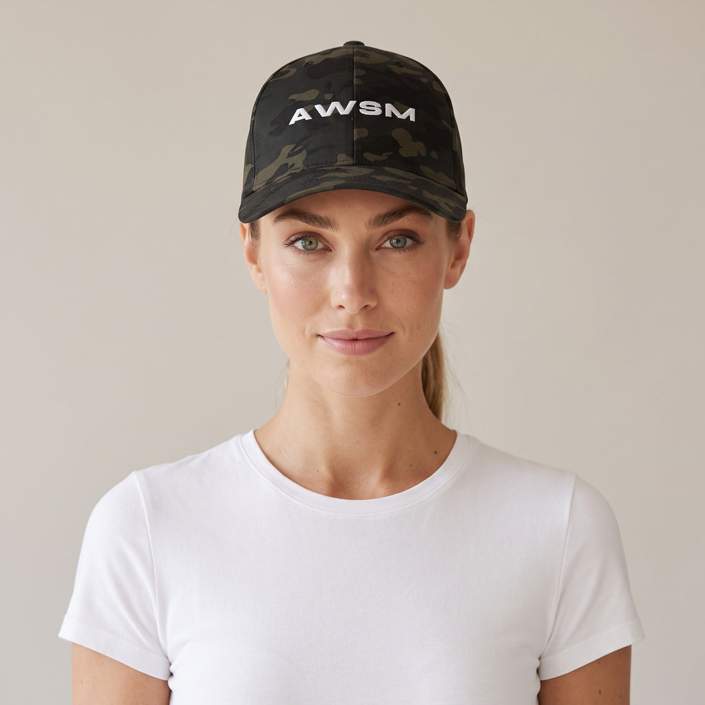 Recon Structured Cap — AWSM Field in Multicam Black, shown on the AWSM house model